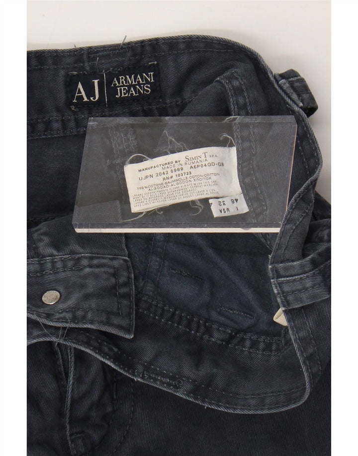 ARMANI Pantalón casual holgado para hombre IT 48 Medium W32 L30 Azul marino