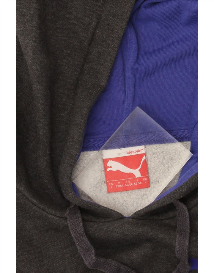 Puma Sudadera con capucha gráfica para hombre, talla grande, gris