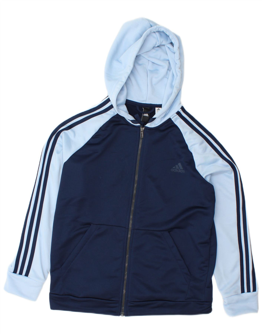 ADIDAS Sudadera con capucha y cremallera para mujer UK 20/22 XL Azul marino Colorblock