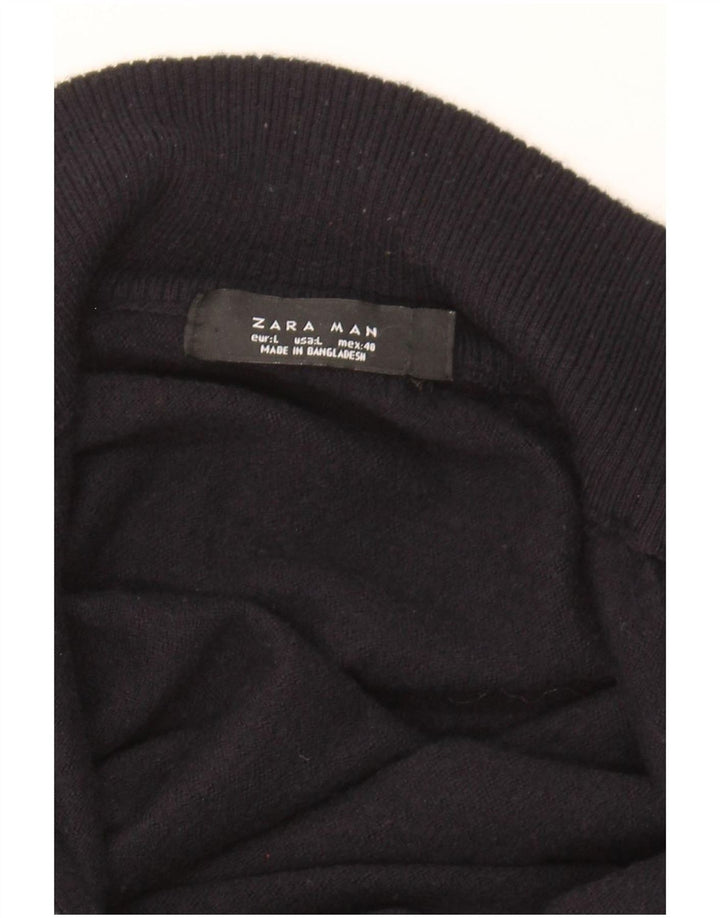 Zara Hombre Cárdigan Suéter Grande Negro