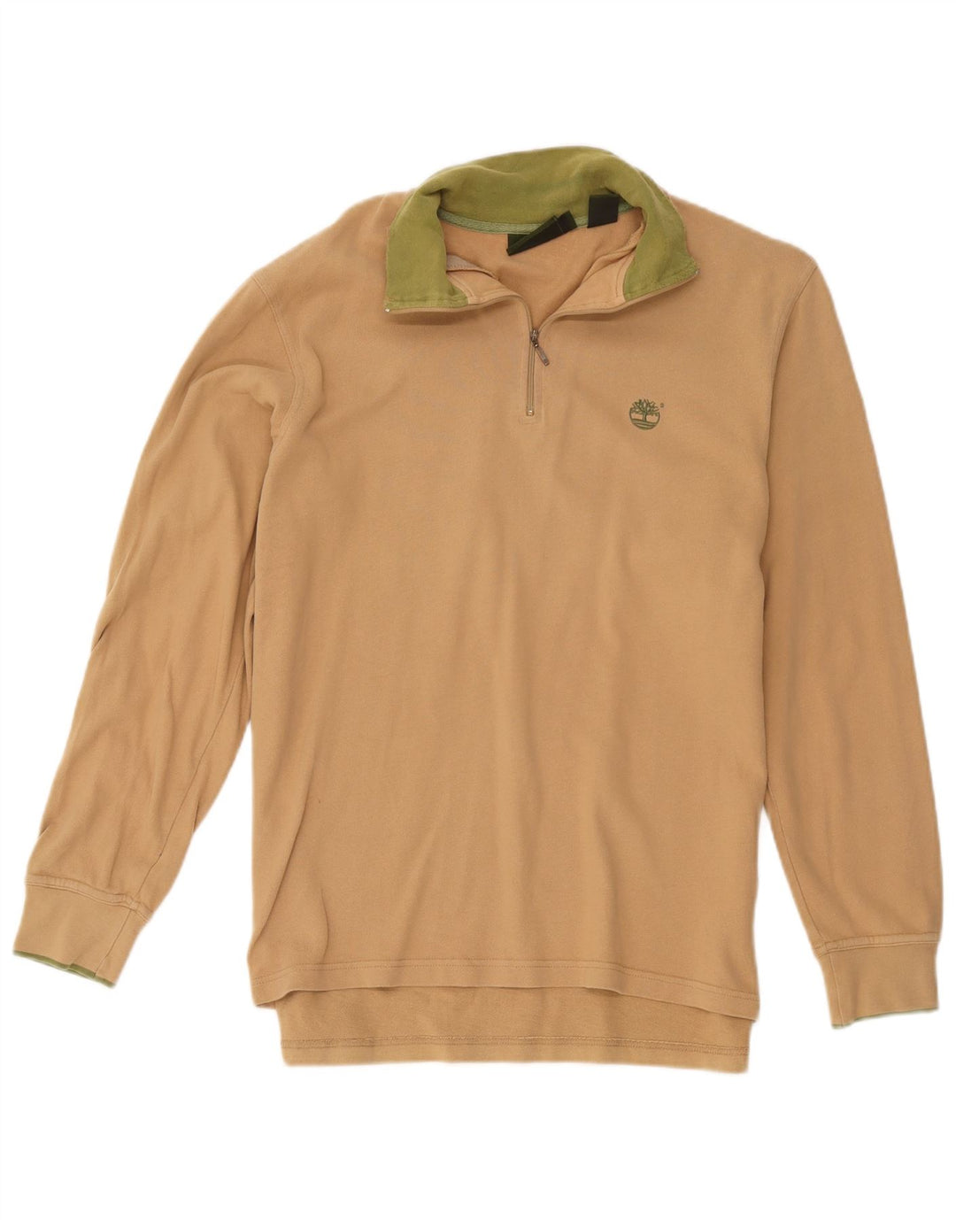 Timberland Hombre Zip Neck Sudadera Jumper Pequeño Algodón Beige