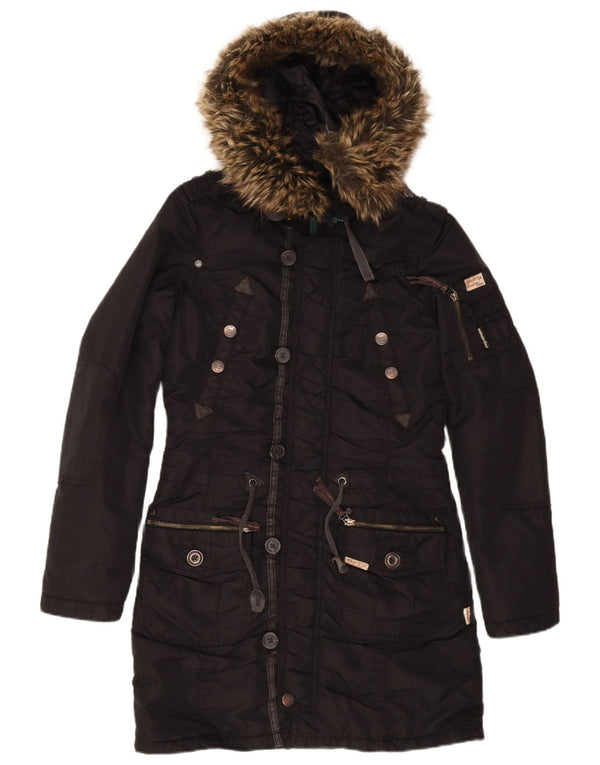 KHUJO Chaqueta Parka con Capucha para Mujer UK 10 Small Black