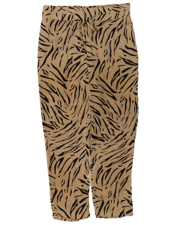 Marks & Spencer Pantalones para mujer UK 10 Small W30 L26 Beige Estampado animal