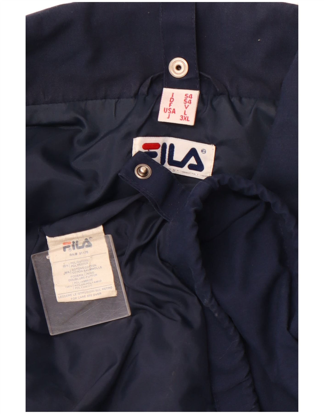 FILA Chaqueta impermeable para hombre UK 40 Large Azul marino Poliéster