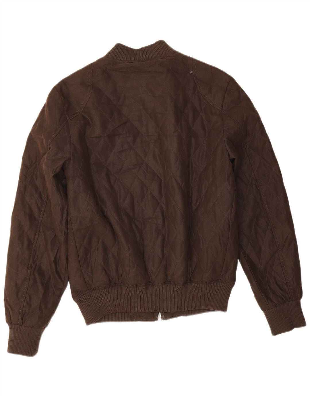 Zara Hombre Chaqueta Bomber Acolchada UK 38 Poliéster Marrón Medio