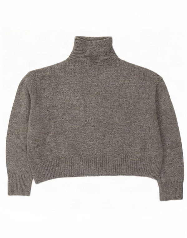 Zara Mujer Suéter De Cuello Alto De Gran Tamaño UK 44 Acrílico Gris Medio