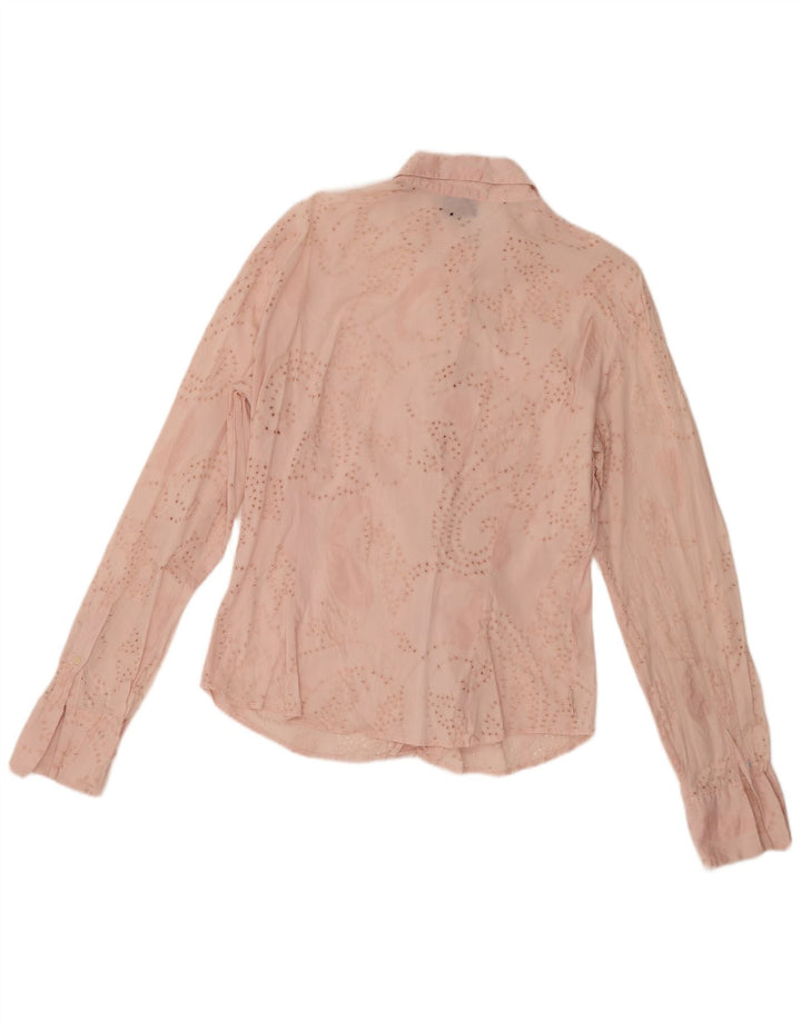 Trussardi Blusa camisera transparente para mujer UK 44 Rosa medio