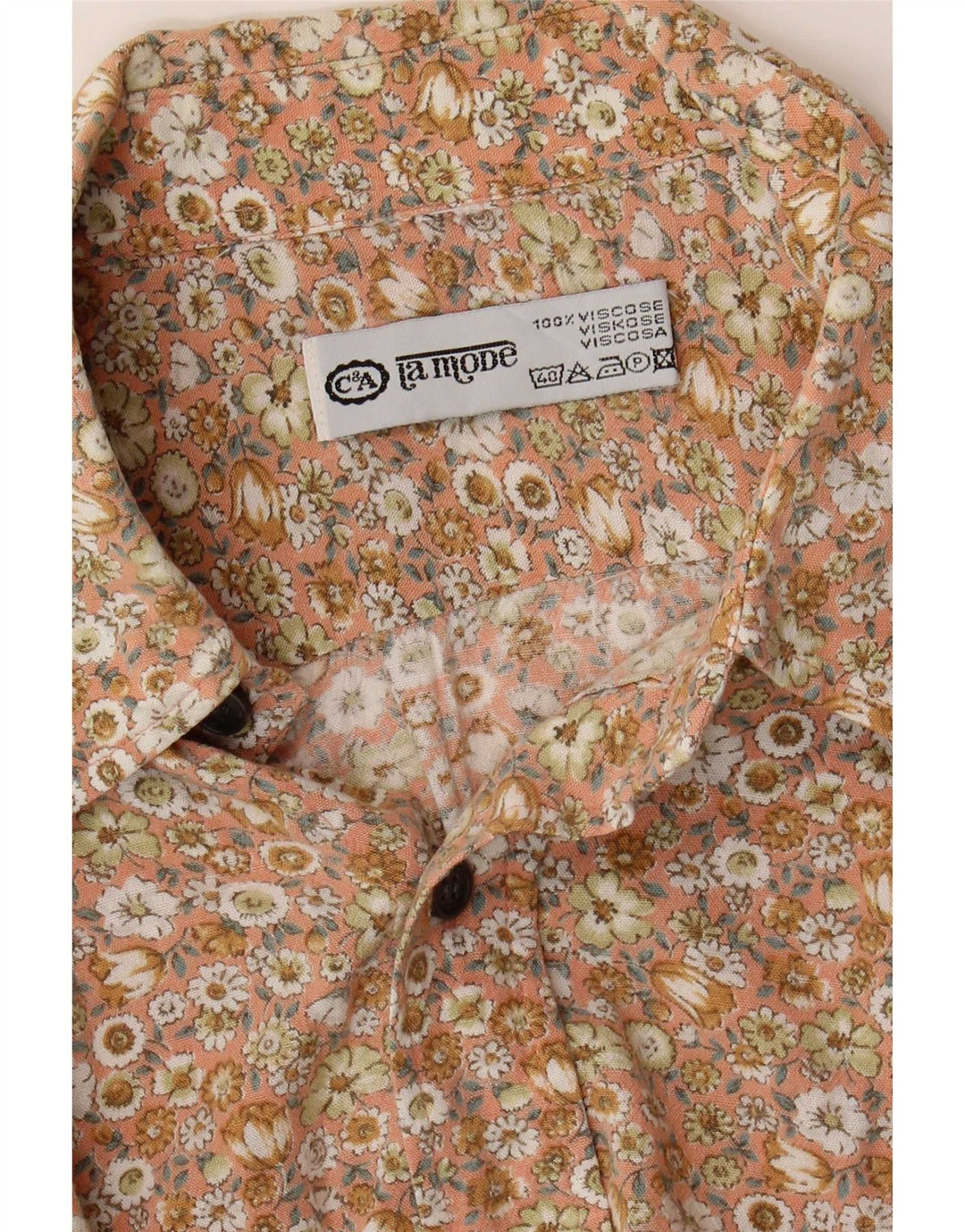 C & A Hombre Camisa De Manga Corta De Viscosa Floral Beige Grande