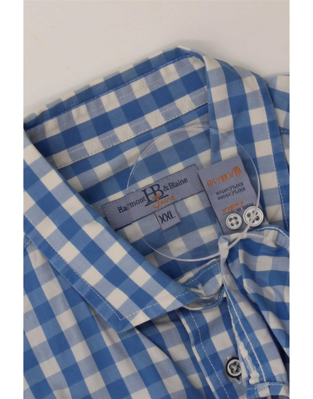 Harmont & Blaine Camisa para hombre 2XL Algodón a cuadros azul