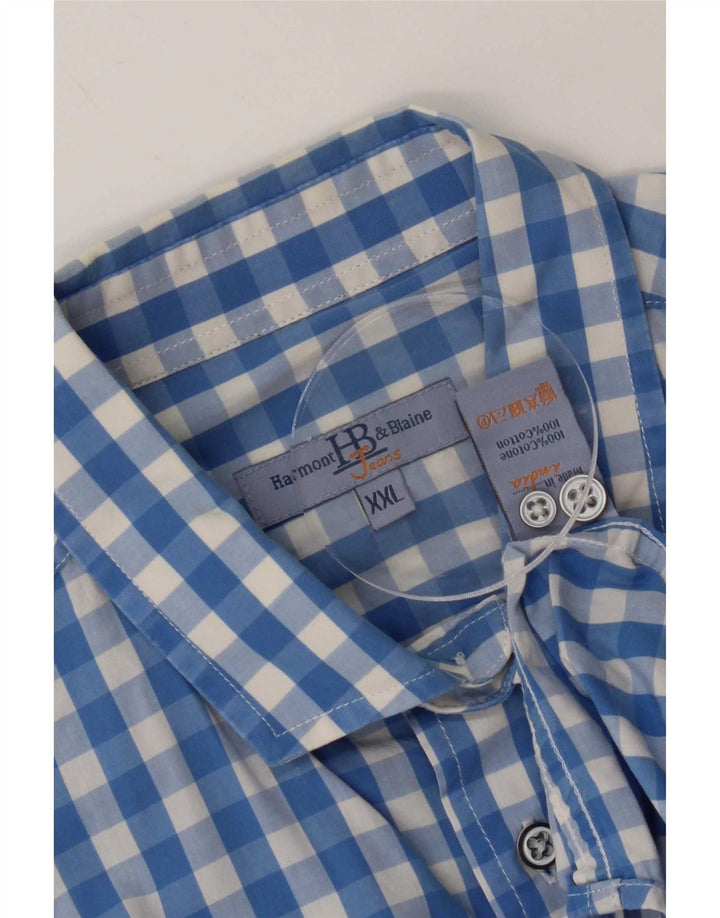 Harmont & Blaine Camisa para hombre 2XL Algodón a cuadros azul