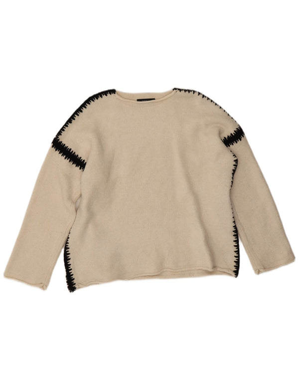 Zara Jersey con cuello barco para mujer, talla 44, talla mediana, color blanco