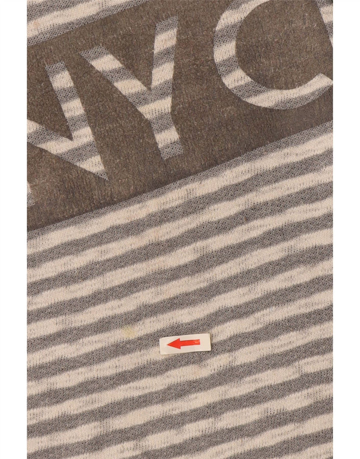 Zara Boys Top Gráfico Manga Larga 9-10 Años Algodón Rayas Gris