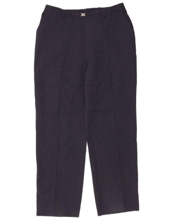 Marks & Spencer Pantalones Casuales para Mujer UK 18 XL W34 L29 Azul Marino Rayas