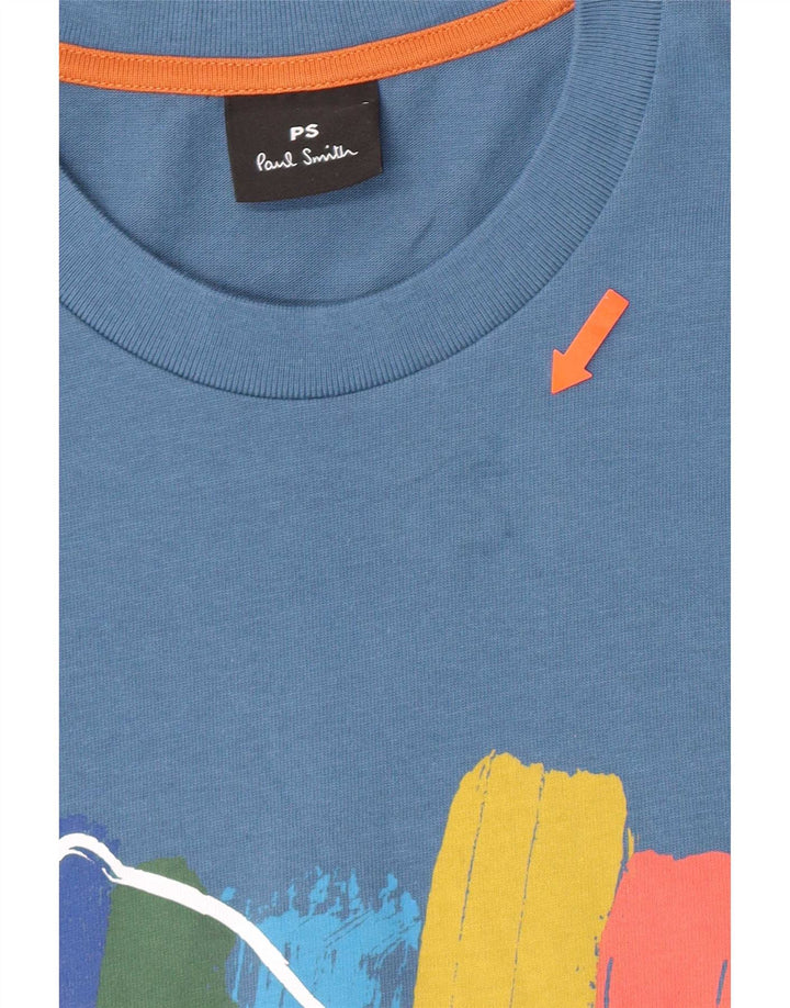 Paul Smith Camiseta gráfica para hombre Top grande de algodón azul