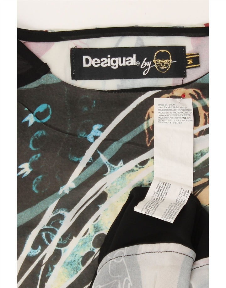 Desigual Mujer See Through Graphic Camiseta Top UK 14 Medium Multicolor