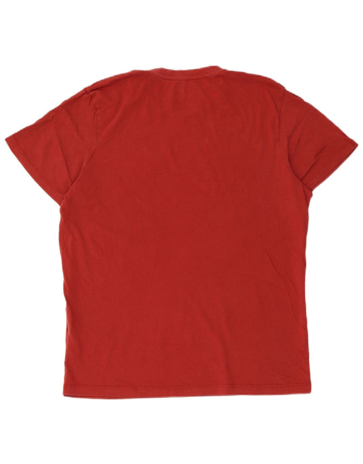 JACK & JONES Camiseta estampada de corte regular para hombre Top de algodón rojo medio