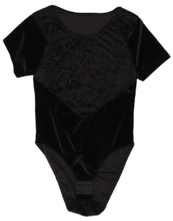 MICHELLE Body de terciopelo para mujer UK 44 Mediano Negro Paisley Poliéster