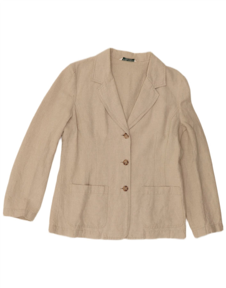Laura Ashley Chaqueta Blazer de 3 Botones para Mujer UK 44 Grande Lino Beige