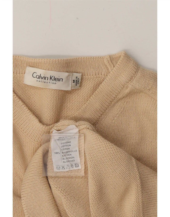Calvin Klein Suéter tipo jersey con cuello redondo y ajuste regular para mujer UK 40 Medium Beige