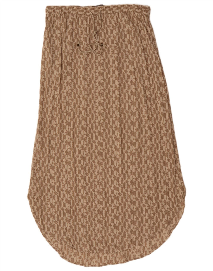 Eddie Bauer Maxifalda para mujer UK 14 Medium W30 Rayón geométrico beige