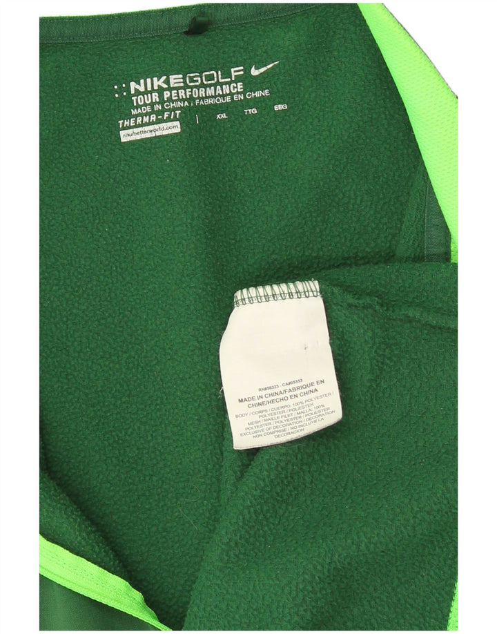 Nike - Chándal Therma-Fit con cremallera y cuello para hombre, talla 2XL, poliéster verde