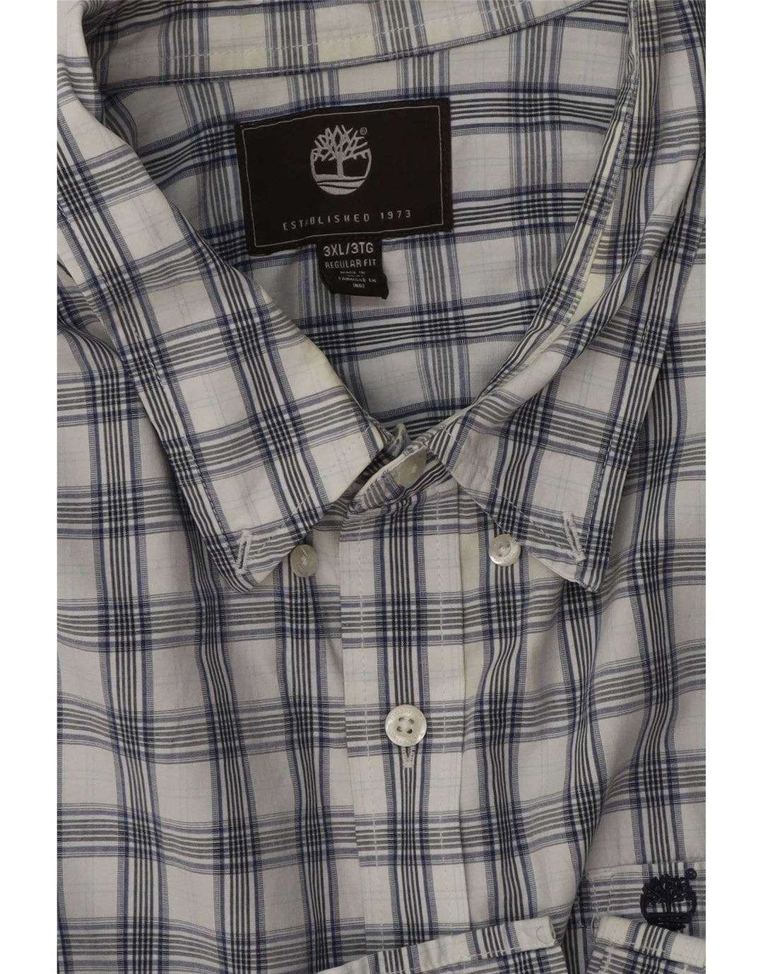 Timberland Camisa De Manga Corta Regular Fit Para Hombre 3XL Azul A Cuadros