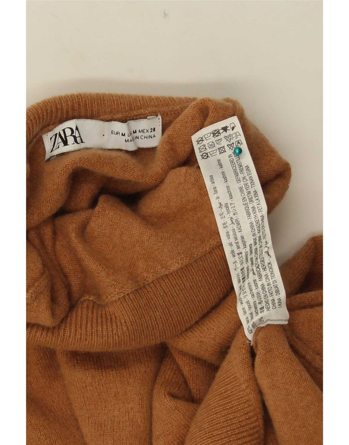Zara - Jersey con cuello vuelto para mujer, talla 40, lana marrón medio