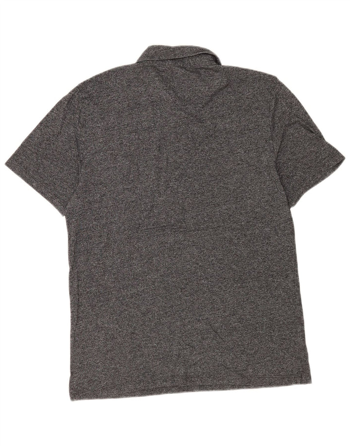 Polo Reiss de hombre de algodón moteado en gris medio