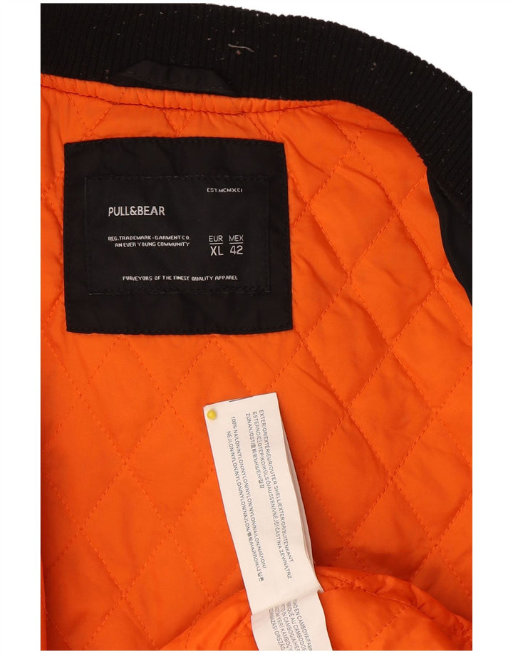 Pull & Bear Chaqueta Bomber para Mujer UK 40 XL Nylon Negro