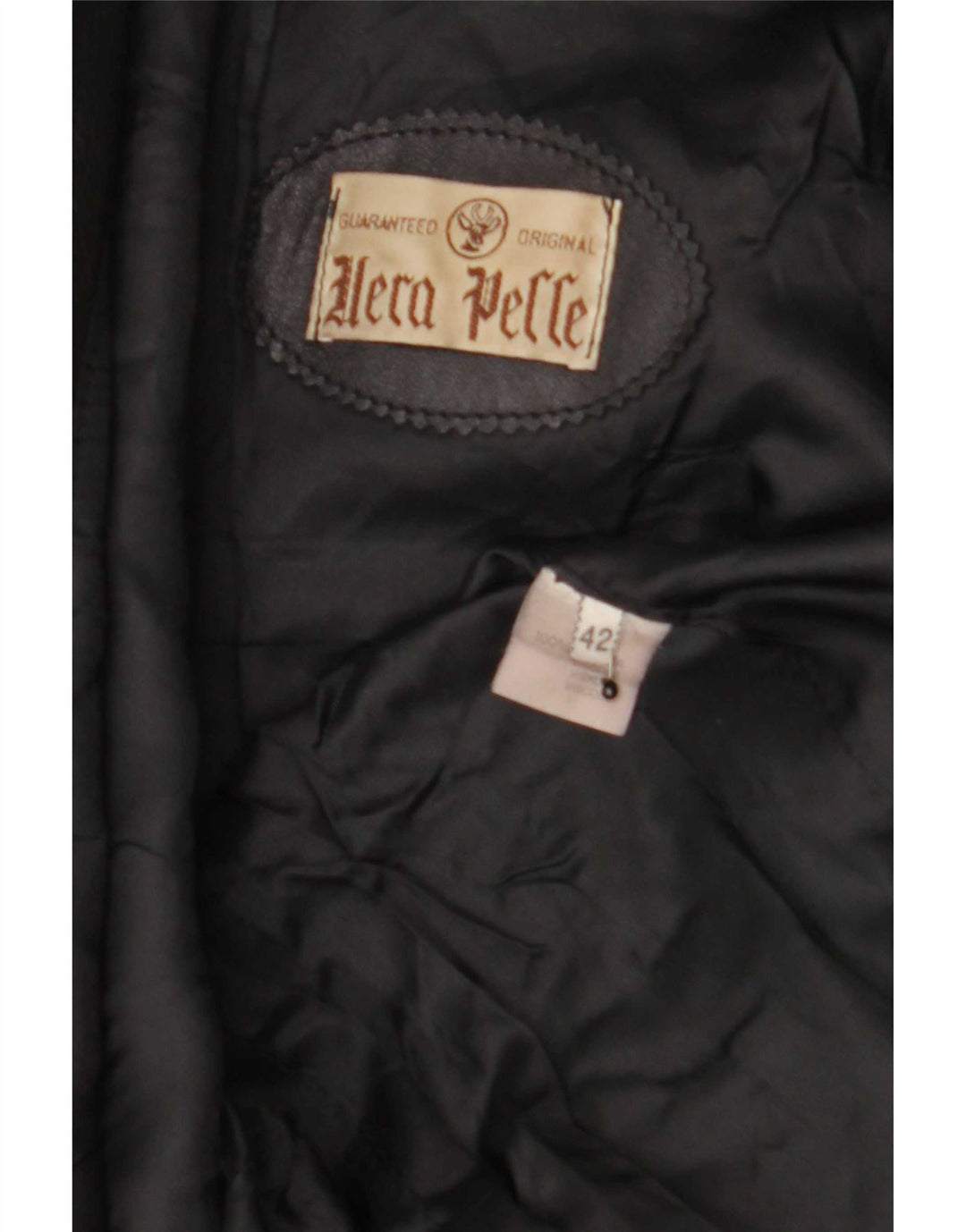 Chaqueta blazer de cuero vintage con 2 botones para mujer IT 42 Medium Black