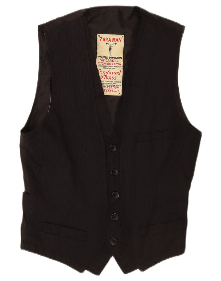 Zara Hombre Chaleco XS Negro Rayas Poliéster