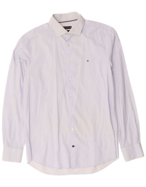 TOMMY HILFIGER Camisa ajustada para hombre Talla 16 1/2 42 Grande Azul Geométrico