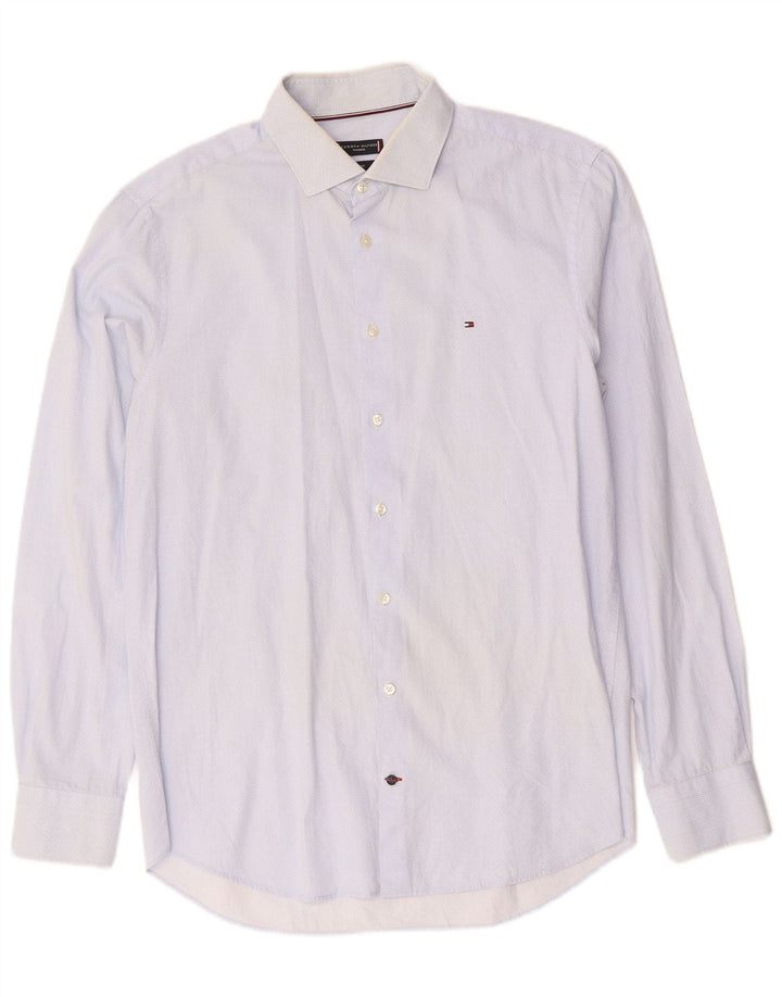 TOMMY HILFIGER Camisa ajustada para hombre Talla 16 1/2 42 Grande Azul Geométrico