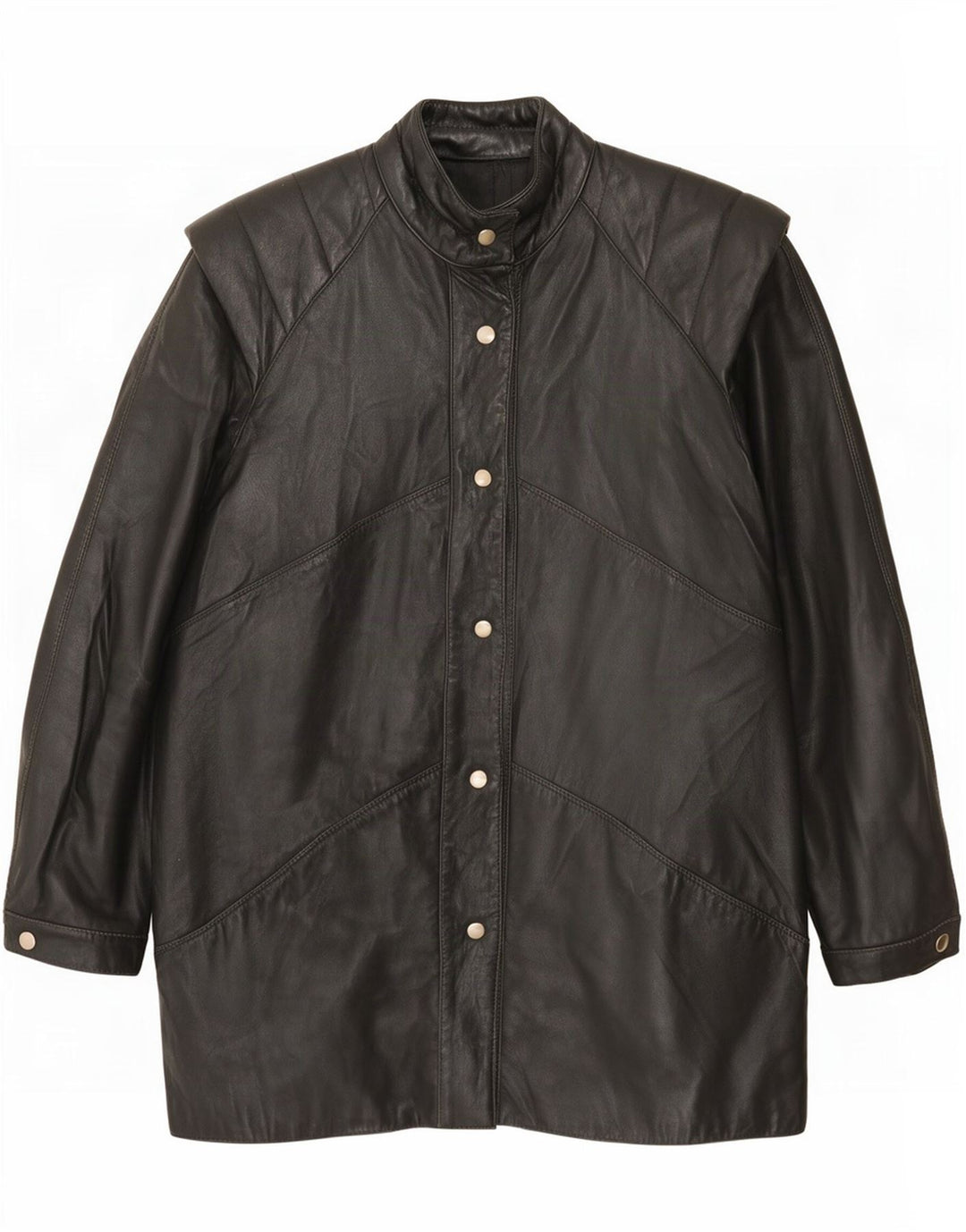 Abrigo de cuero vintage para mujer IT 42 Medio Negro