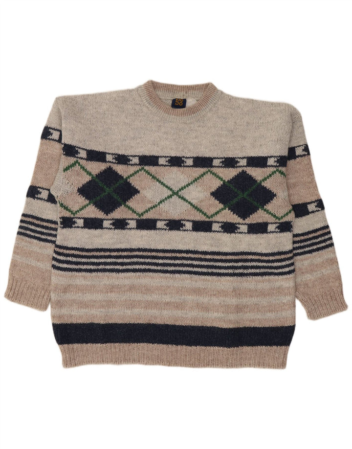 Lotto Suéter De Cuello Redondo Para Hombre Grande Gris Argyle/Diamante