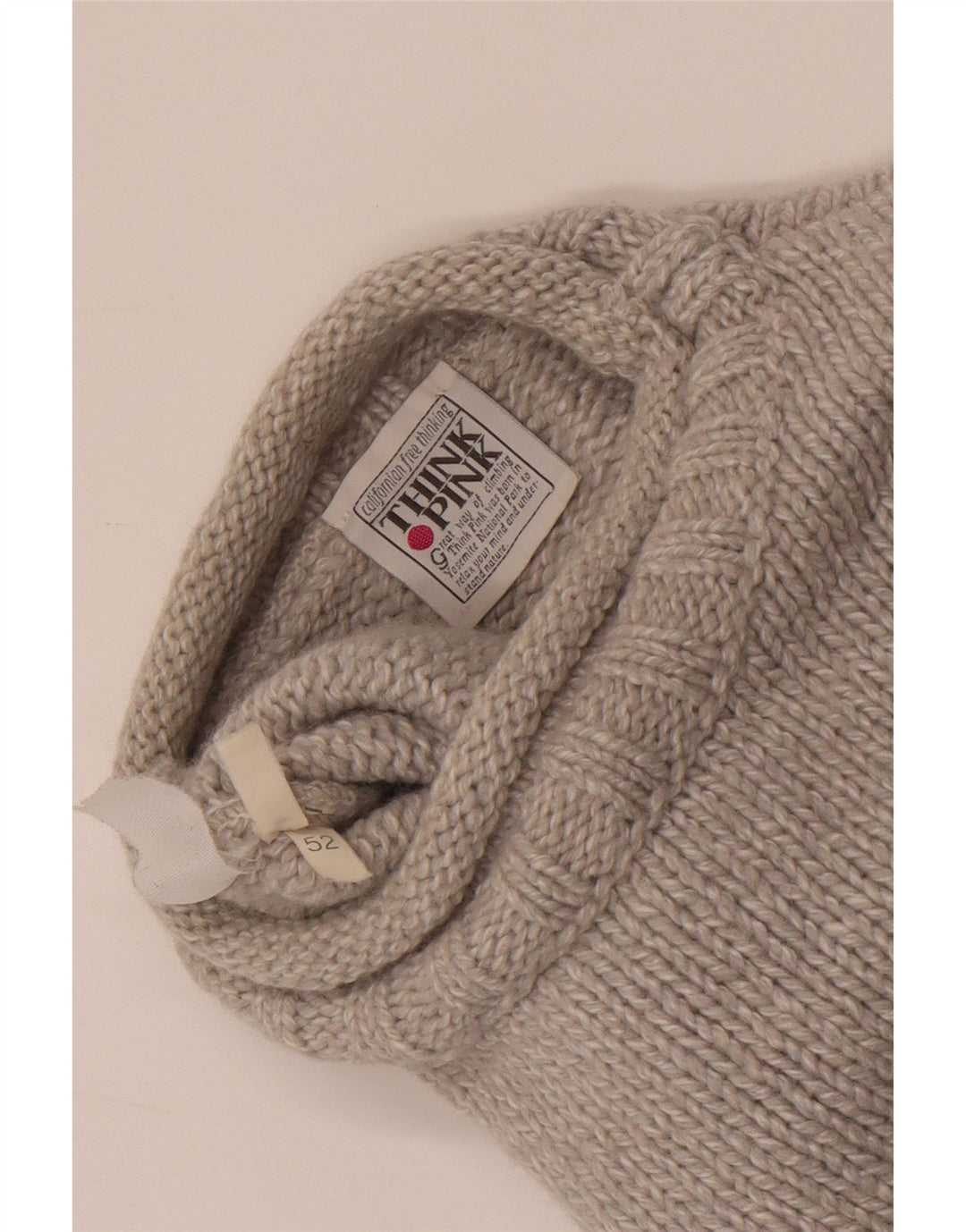 Think Pink Jersey de cuello redondo para hombre IT 52 Large Grey