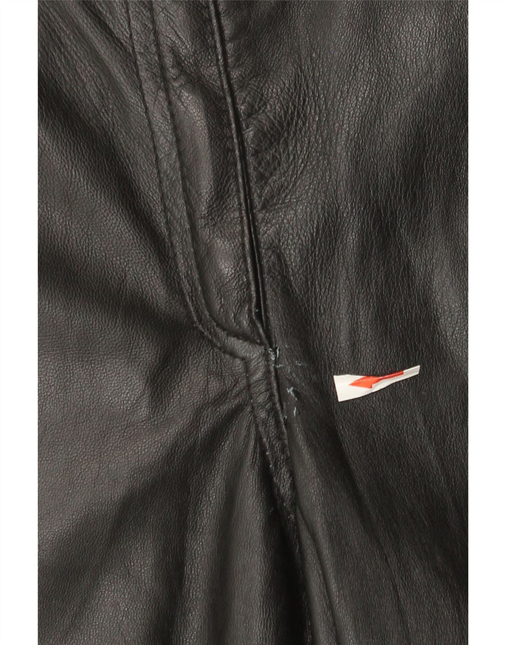 Scirocco Pantalones de cuero cónicos para mujer IT 42 Medium W30 L29 Cuero negro