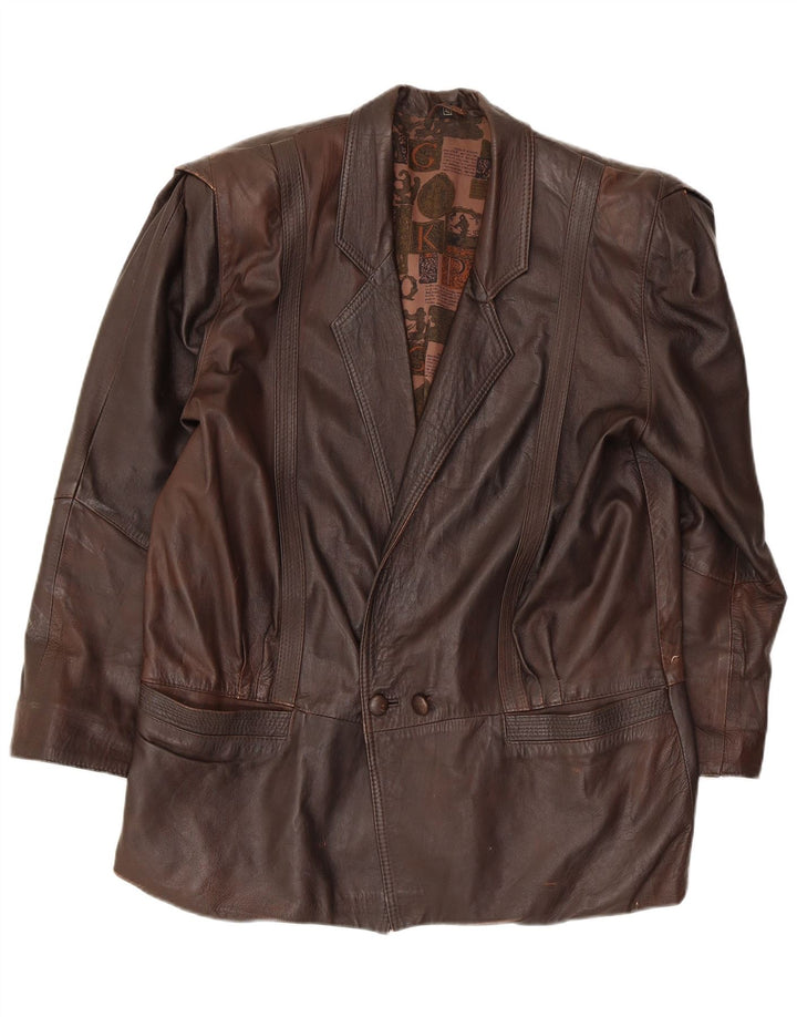 Chaqueta de cuero vintage para mujer IT 42 cuero marrón medio