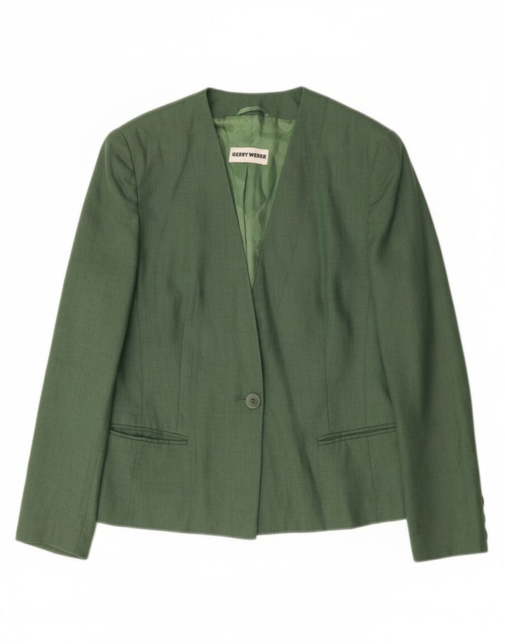 Gerry Weber Chaqueta tipo blazer de 1 botón para mujer EU 38 Lino verde medio