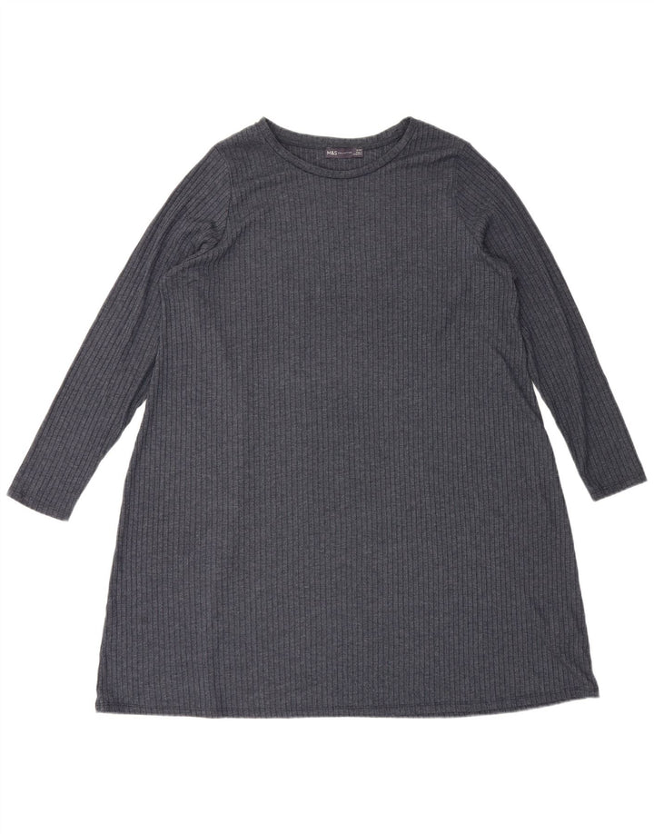 Marks & Spencer Vestido básico de manga larga para mujer UK 20 2XL Azul marino