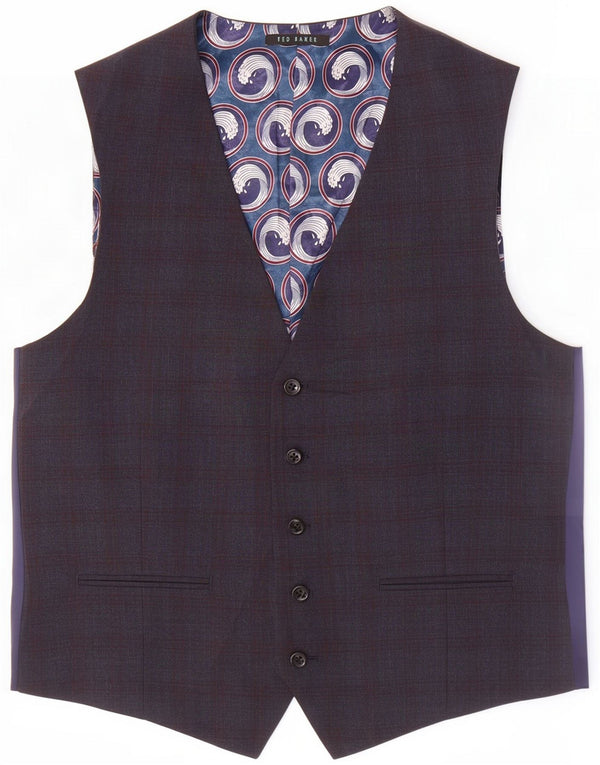 Chaleco para hombre Ted Baker IT 52 Lana a cuadros azul marino grande