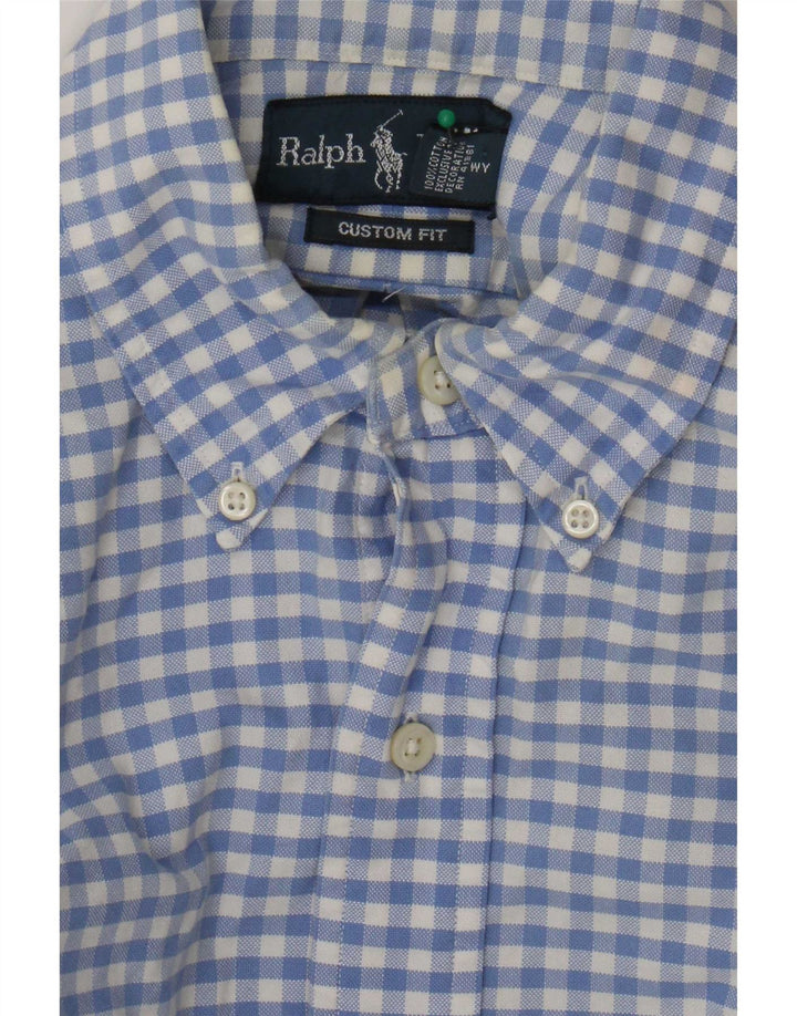 Ralph Lauren - Camisa de ajuste personalizado para hombre, algodón a cuadros, color azul pequeño