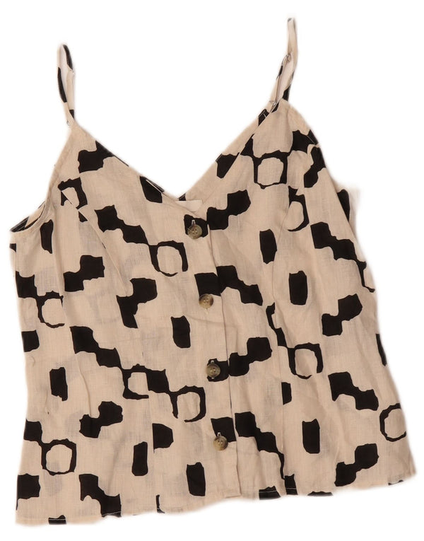 Marks & Spencer Blusa corta para mujer UK 6 XS Off White Geométrico