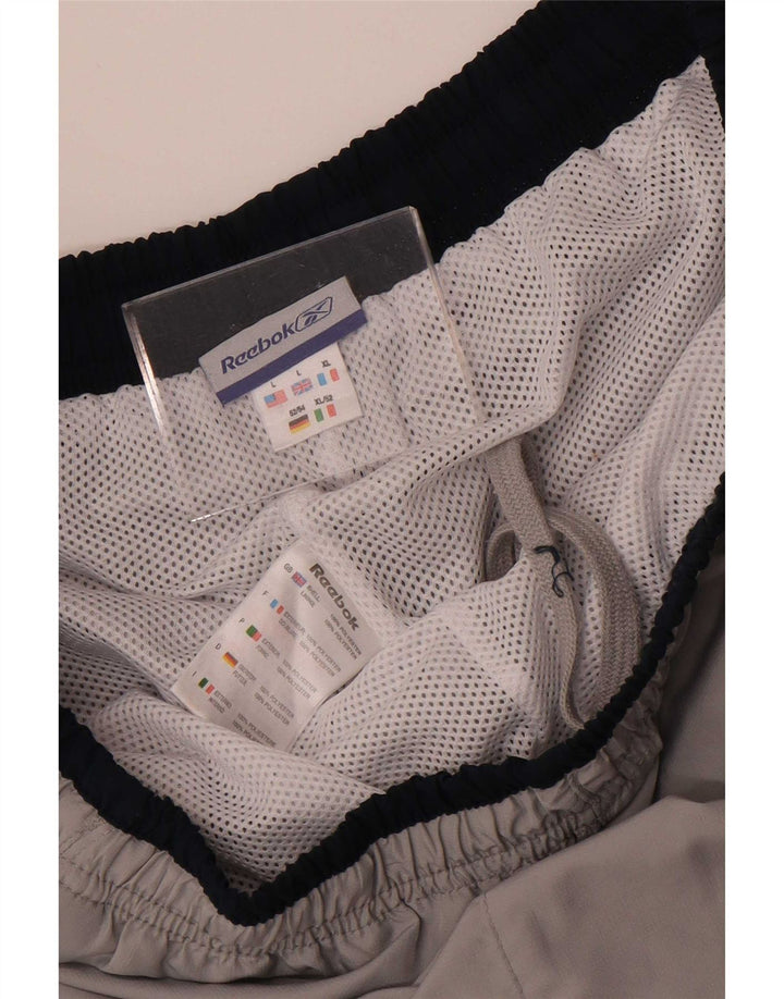 Reebok Bermudas para hombre, pantalones cortos deportivos, poliéster gris grande