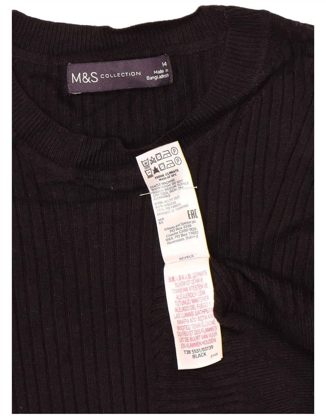 Marks & Spencer - Jersey de cuello redondo para mujer, talla 40, talla M, color negro