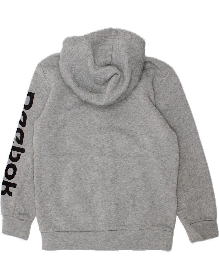 REEBOK Boys Graphic Zip Hoodie Sweater 7-8 Years Grey Polyester Vintage Reebok and Second-Hand Reebok from Messina Hembry 