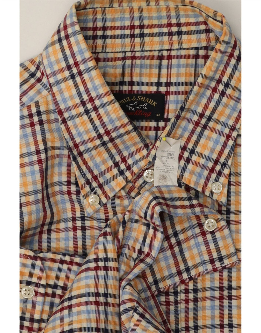 Camisa de franela para hombre Paul & Shark Talla 43 XL Algodón a cuadros multicolor