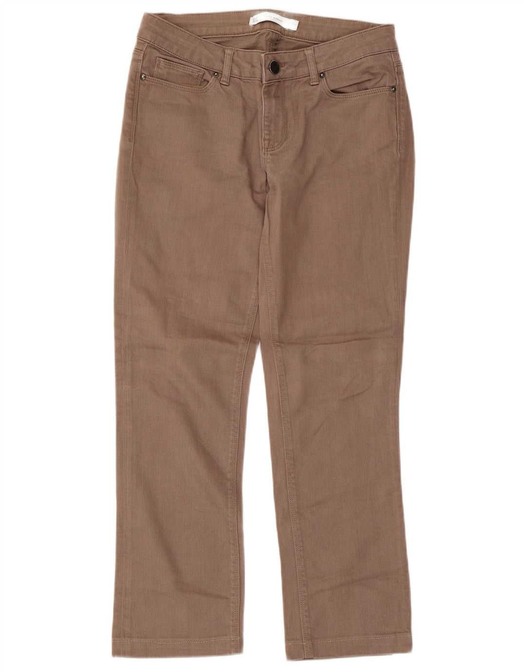 ZARA Vaqueros Rectos Mujer EU 38 Small W28 L26 Marrón Algodón