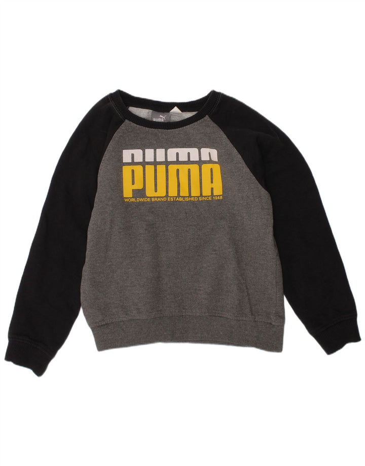 Puma Boys Graphic Sudadera Jumper 5-6 años Gris Algodón