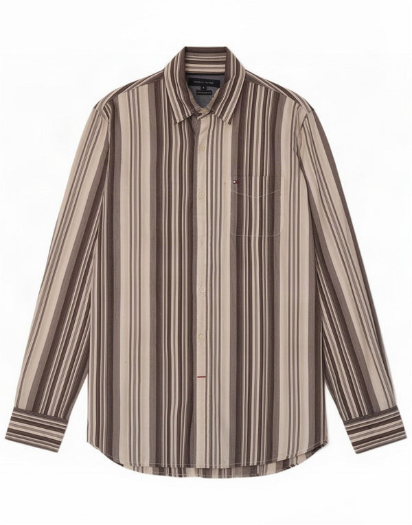 Camisa Tommy Hilfiger para hombre XL Algodón a rayas marrón